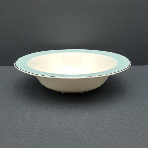 Taylor Smith Taylor TST33 Round Vegetable Bowl Turquoise Rim Floral Serving Bowl - Picture 6 of 7